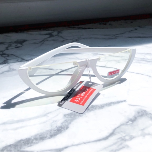 Accessories - White Half Rimless Glasses
